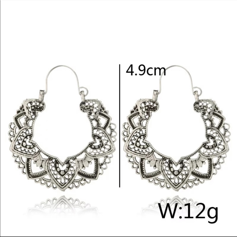 Vintage Antique Silver Dangle Earrings - Picture 2 of 3